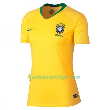 Camisola Brasil Mulher 1º Equipamento Mundial 2018 Manga Curta